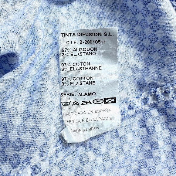 BARILOCHE Vintage made in Spain cotton spandex blue fit shirt S - Picture 8 of 8